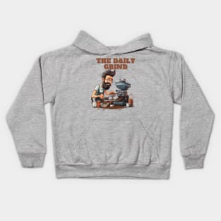 Coffee based design with a grinding reference to hard work Kids Hoodie